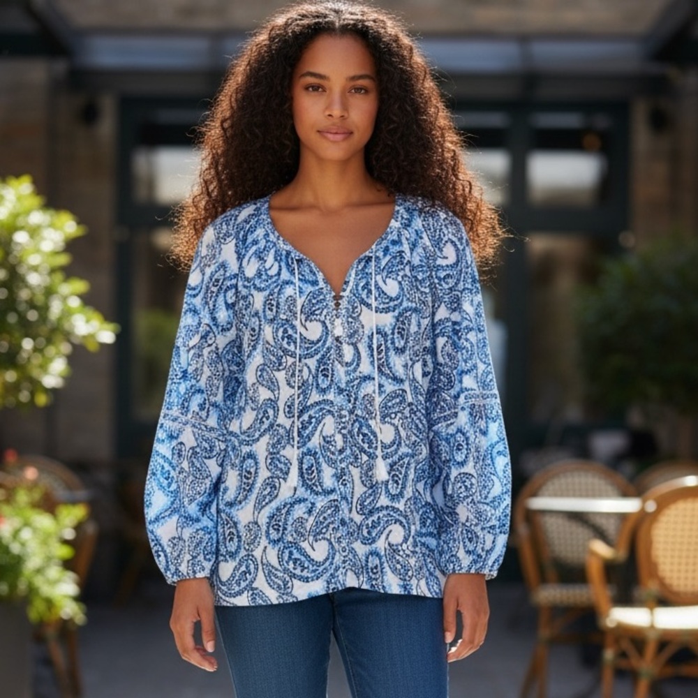 Lauren Ralph Lauren 100% Cotton Paisley Top